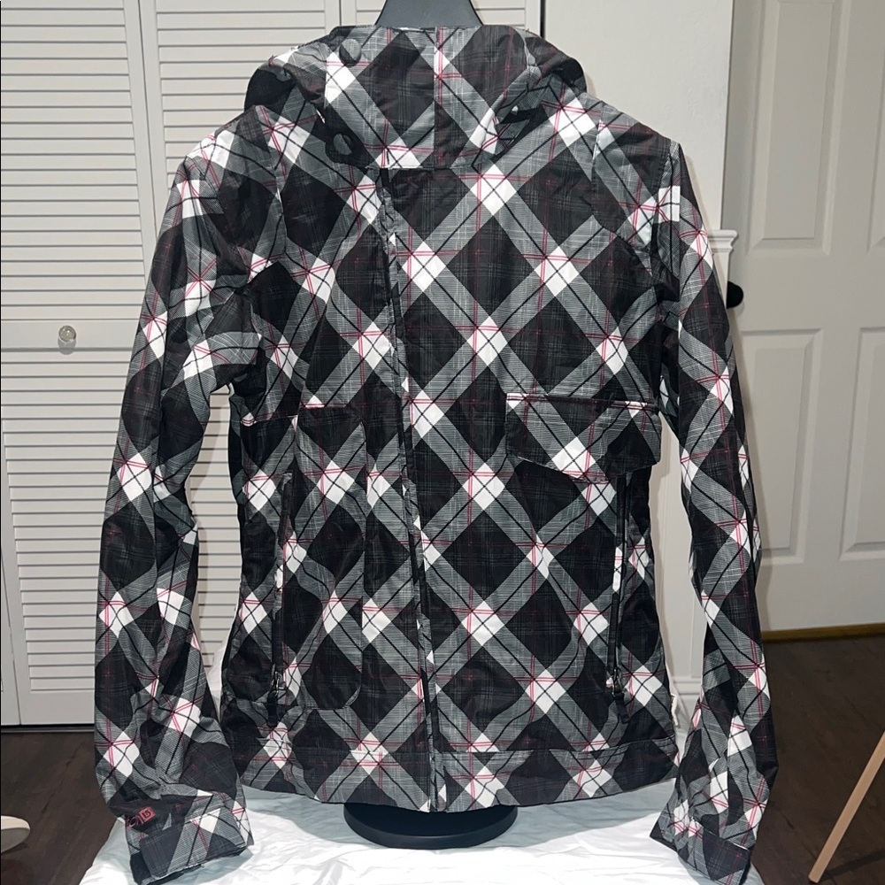 Burton Black and White Plaid Ski Jacket